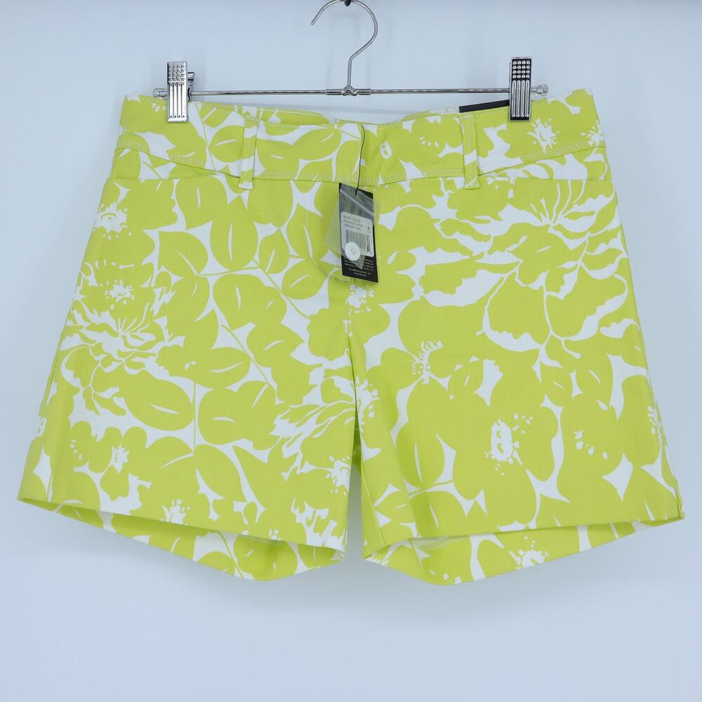 The Limited Floral Tailored Shorts White Green NWT Flat Front Chino Women's 4